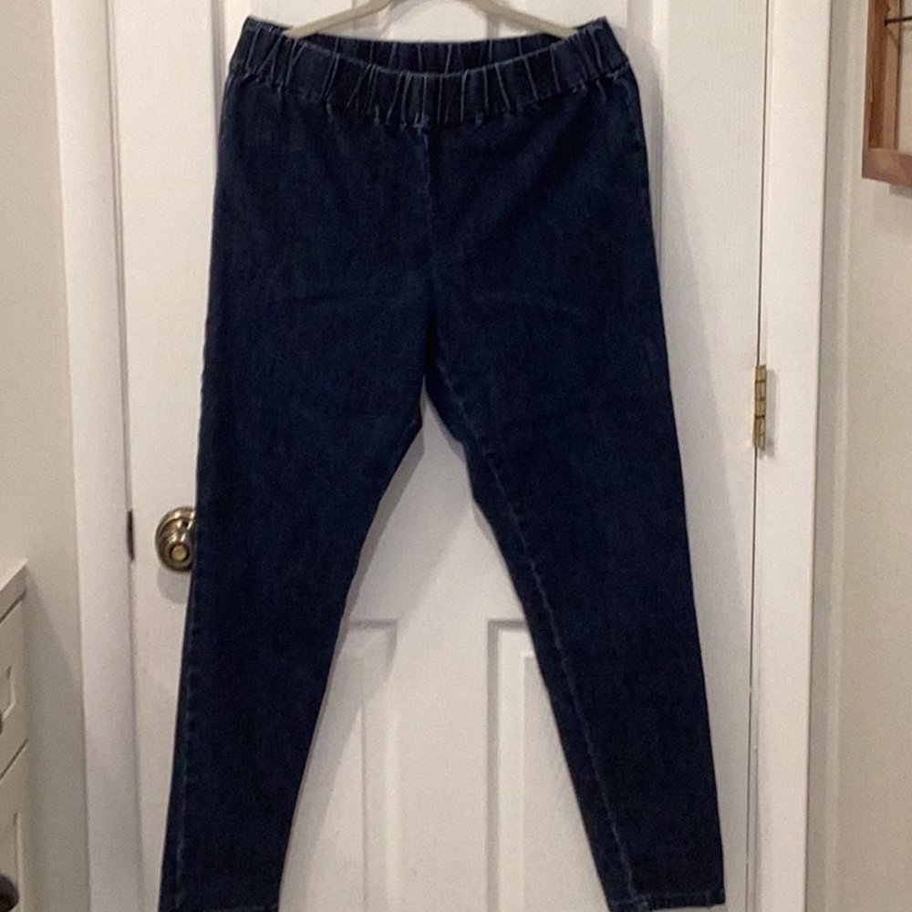 Soft Surroundings Metro Leggings Blue Elastic Jeans Sz L